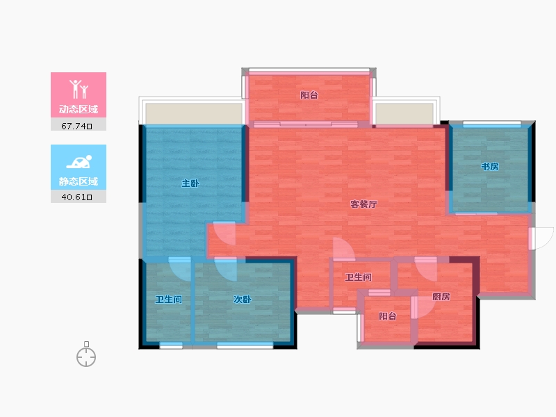 四川省-成都市-远大中央公园D1户型11号楼。12号楼建面120m2-96.90-户型库-动静分区