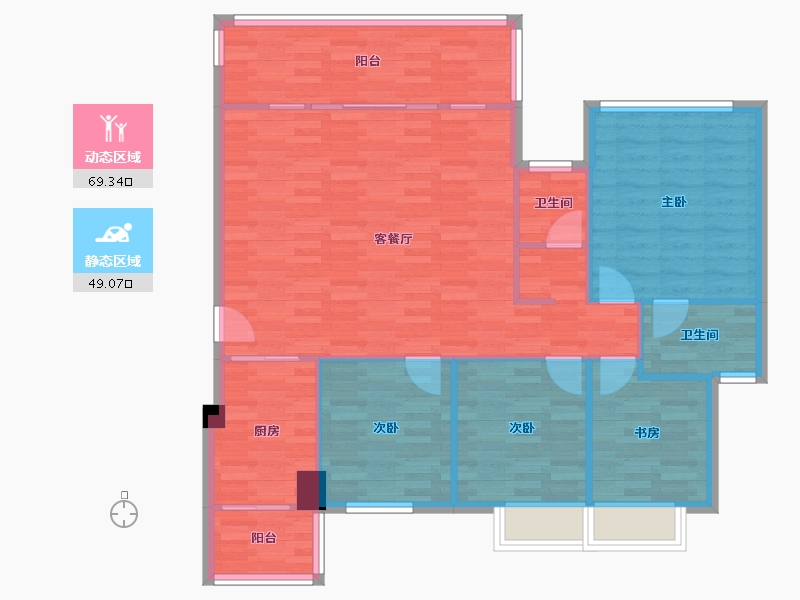 四川省-成都市-蜀郡清上居2号楼,3号楼,4号楼,6号楼127m²-108.26-户型库-动静分区