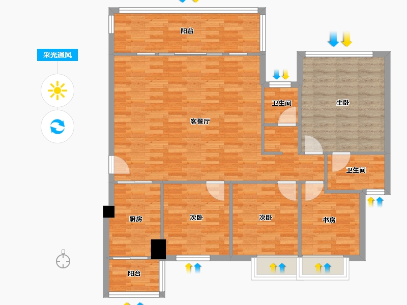 四川省-成都市-蜀郡清上居2号楼,3号楼,4号楼,6号楼127m²-108.26-户型库-采光通风