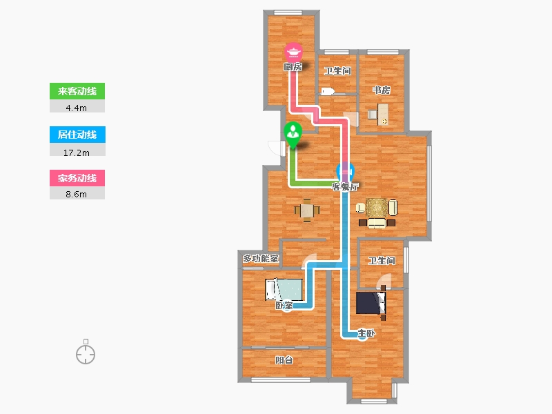 山东省-青岛市-鲁商泰晤士小镇29号楼D3户型136m²-129.70-户型库-动静线