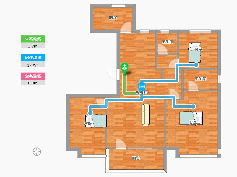 山东省-青岛市-天一仁和宸璟都会12栋D户型120m²-96.58-户型库-动静线