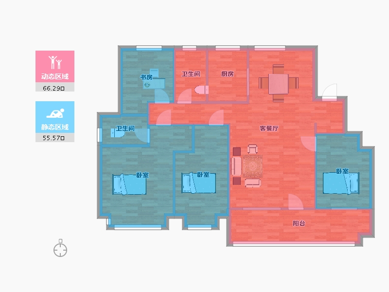 山东省-青岛市-绿地国科健康科技小镇85地块8，18号楼C户型139m²-111.25-户型库-动静分区