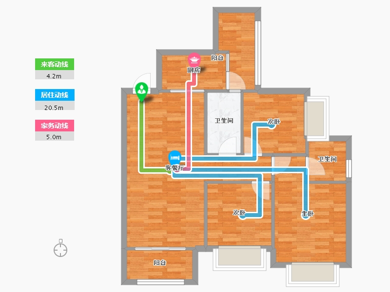 四川省-成都市-乐视界广场2号楼,3号楼95m²-74.37-户型库-动静线