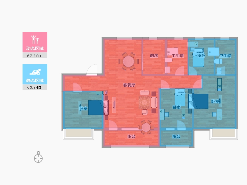 山东省-青岛市-碧桂园翡翠城翡丽3号楼143m²-114.95-户型库-动静分区