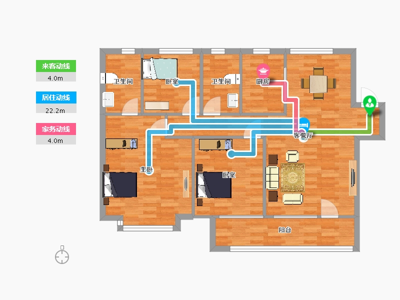 山东省-青岛市-绿地国科健康科技小镇D1户型85地块7，16号楼112m²-90.46-户型库-动静线