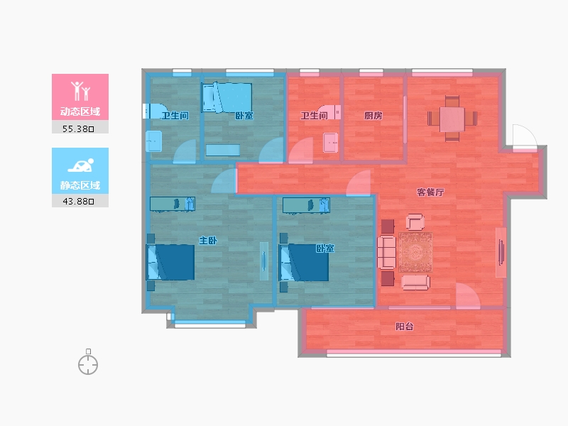 山东省-青岛市-绿地国科健康科技小镇D1户型85地块7，16号楼112m²-90.46-户型库-动静分区