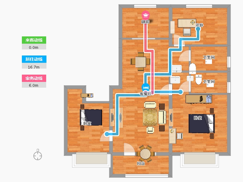 山东省-青岛市-碧桂园翡翠城翡然117m²-93.60-户型库-动静线