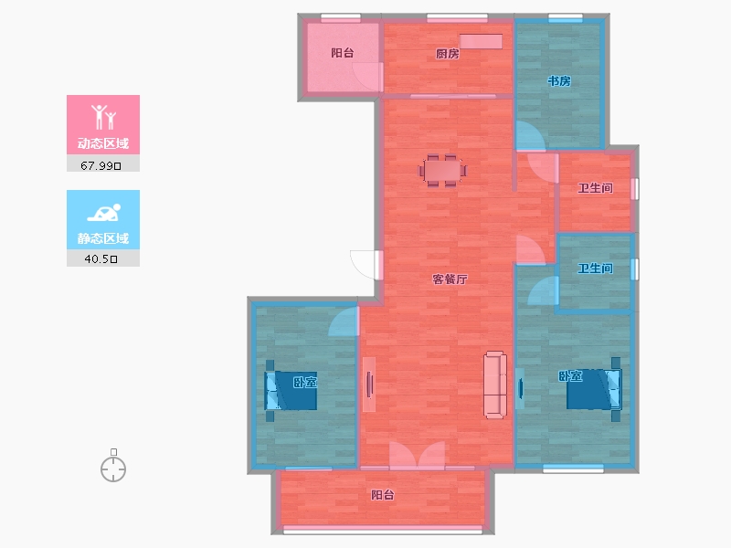 山东省-青岛市-天一仁和天境124m²-99.20-户型库-动静分区