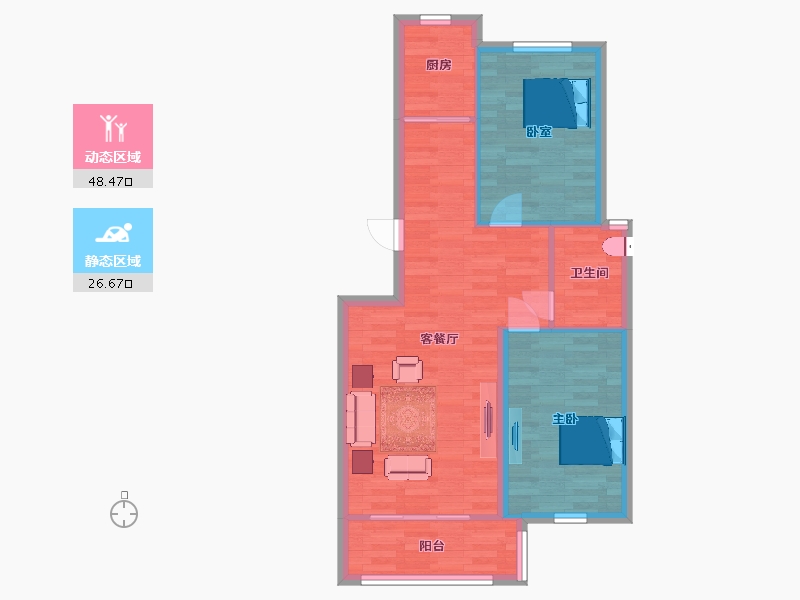 山东省-青岛市-千禧国际村二期18号楼85m²-68.00-户型库-动静分区