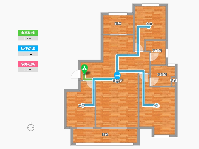 河南省-郑州市-昌建翡翠苑2号楼,3号楼120m²-95.99-户型库-动静线