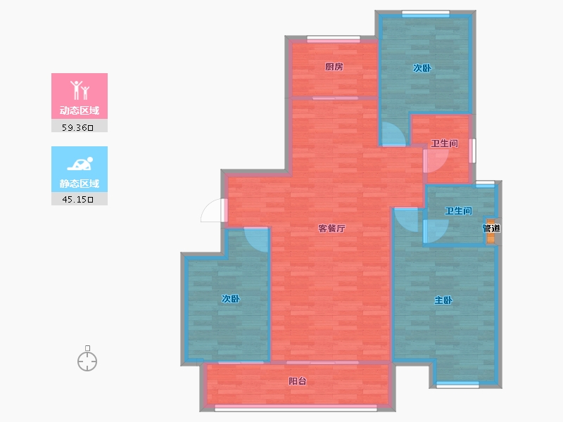 河南省-郑州市-昌建翡翠苑2号楼,3号楼120m²-95.99-户型库-动静分区