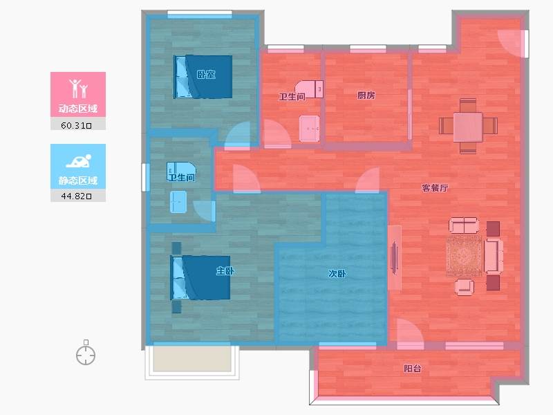 山东省-青岛市-金茂智慧国际城13号楼C118m²-94.40-户型库-动静分区