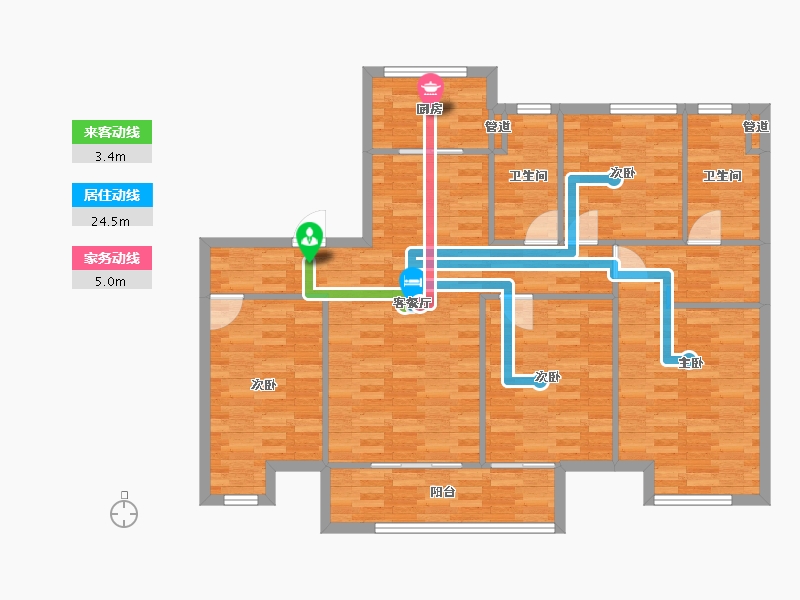 河南省-郑州市-昌建翡翠苑5号楼143m²-114.40-户型库-动静线