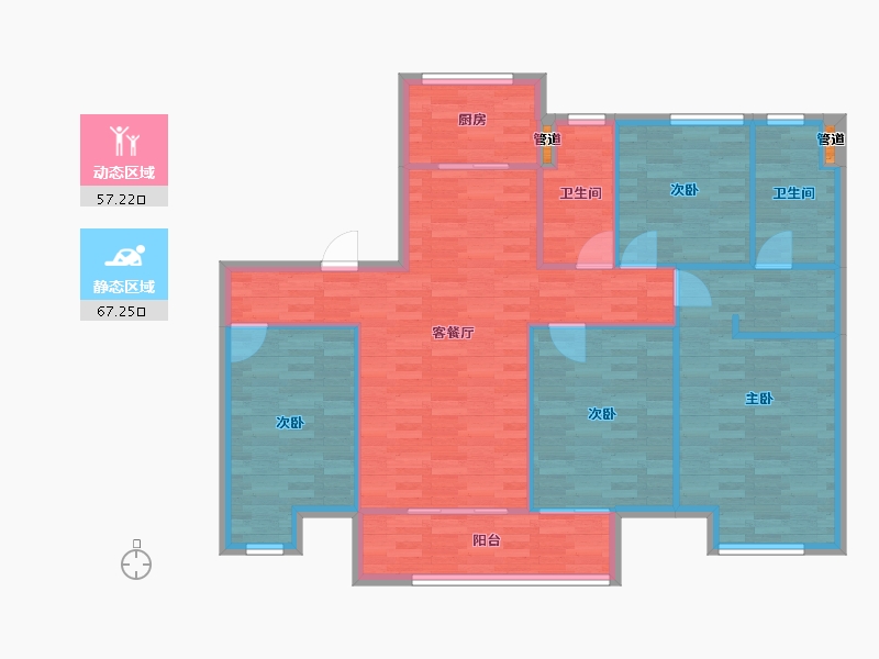 河南省-郑州市-昌建翡翠苑5号楼143m²-114.40-户型库-动静分区