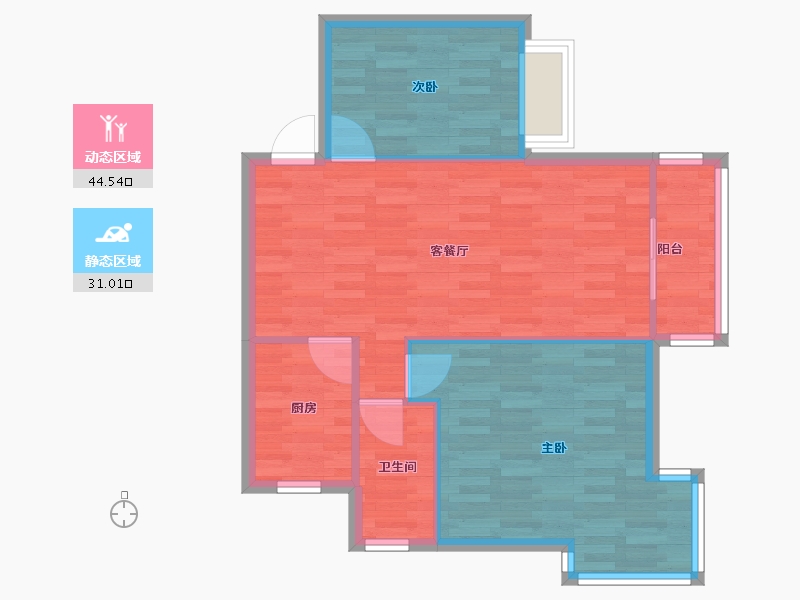 河南省-郑州市-春江家园86m²-68.80-户型库-动静分区