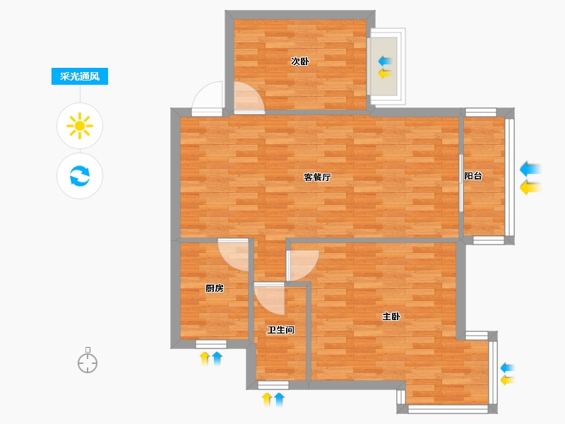 河南省-郑州市-春江家园86m²-68.80-户型库-采光通风