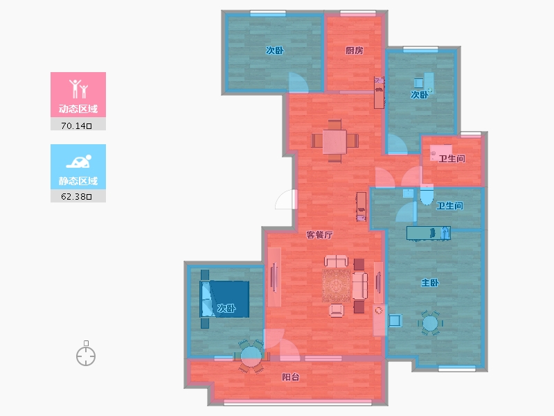 山东省-青岛市-碧桂园蓝谷之光晟璟五号地块1号楼148㎡-119.15-户型库-动静分区