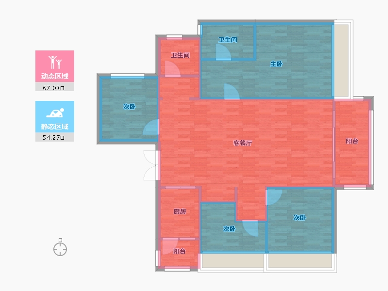 四川省-成都市-领地溪山蘭台1号楼142m²-111.68-户型库-动静分区