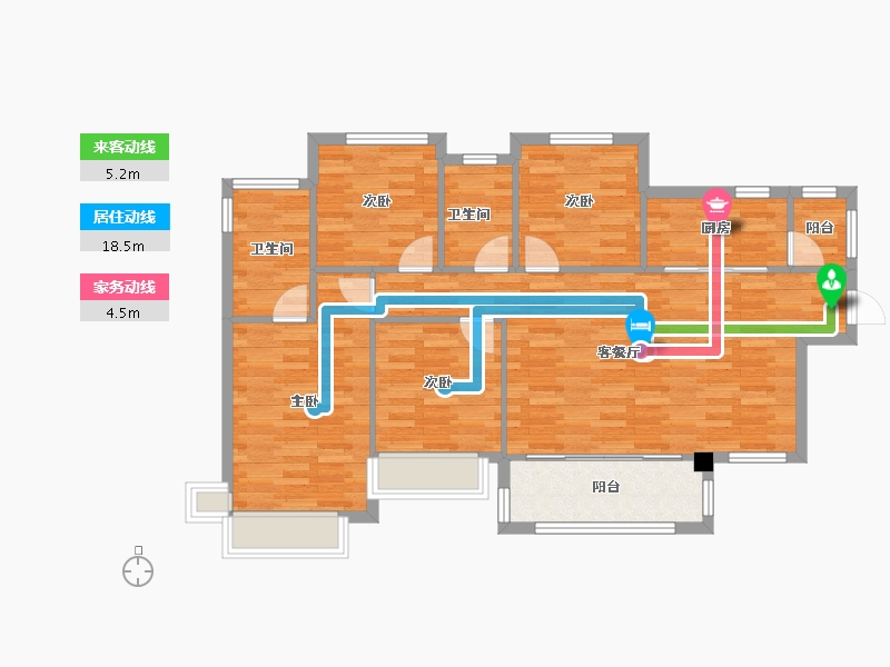 四川省-成都市-华邑宸居1号楼122m²-97.35-户型库-动静线