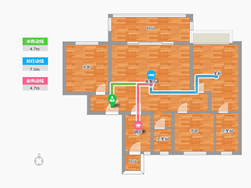 四川省-成都市-新力东园22号楼,23号楼,27号楼建面125m2-100.00-户型库-动静线