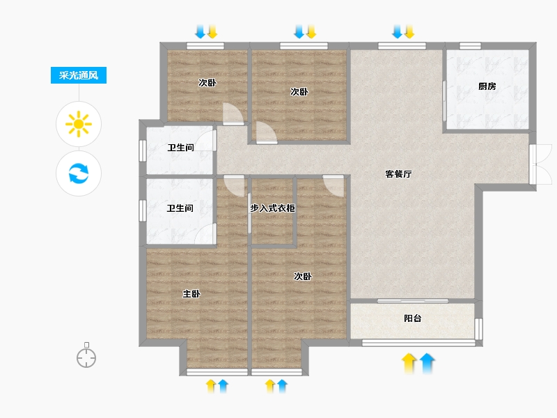 河南省-郑州市-招商天地华府141m²-112.80-户型库-采光通风