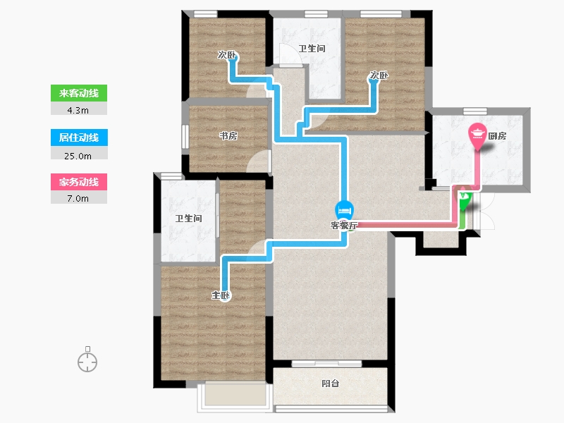 河南省-郑州市-招商天地华府135m²-108.00-户型库-动静线