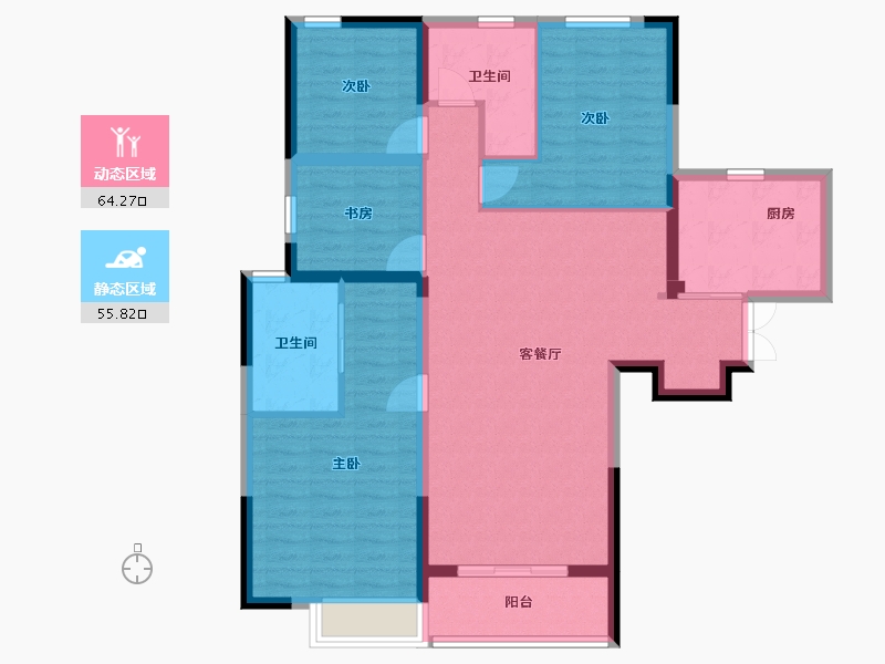 河南省-郑州市-招商天地华府135m²-108.00-户型库-动静分区