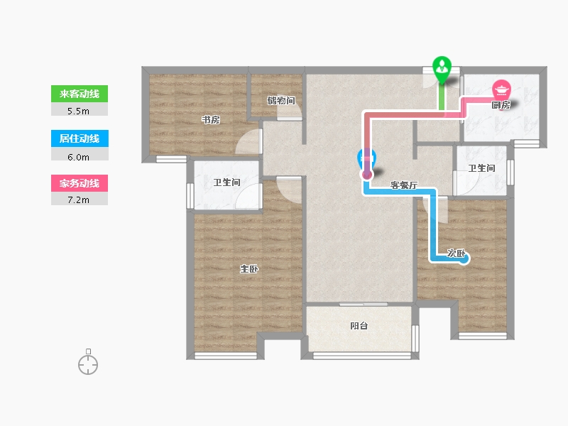 河南省-郑州市-招商天地华府120m²-96.00-户型库-动静线