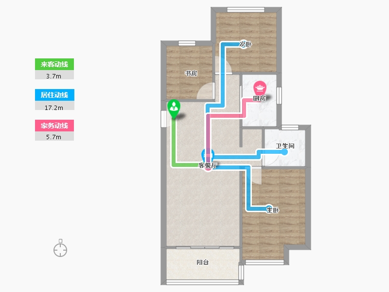 河南省-郑州市-招商天地华府88m²-70.40-户型库-动静线