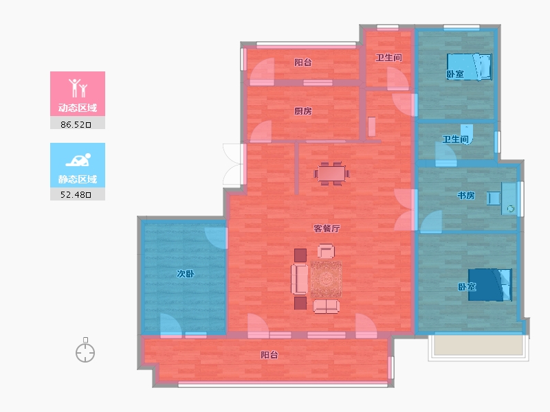 山东省-青岛市-永新华府157m²-125.59-户型库-动静分区