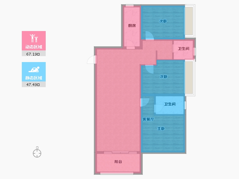 河南省-郑州市-亚星金运外滩132m²-103.16-户型库-动静分区