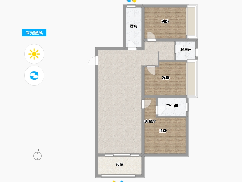 河南省-郑州市-亚星金运外滩132m²-103.16-户型库-采光通风