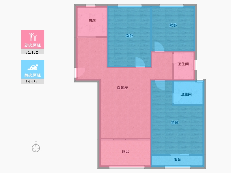 河南省-郑州市-亚星金运外滩121m²-96.80-户型库-动静分区