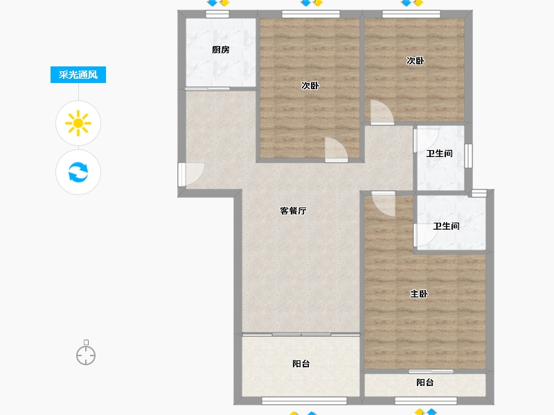 河南省-郑州市-亚星金运外滩121m²-96.80-户型库-采光通风