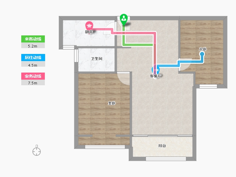 河南省-郑州市-亚星金运外滩88m²-70.40-户型库-动静线