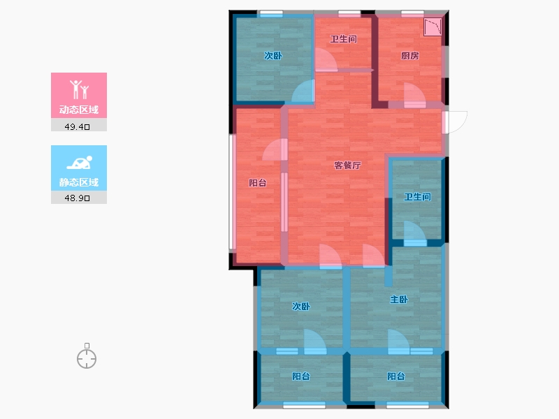 山东省-青岛市-龙湖上合壹号1号楼B89m²-85.18-户型库-动静分区