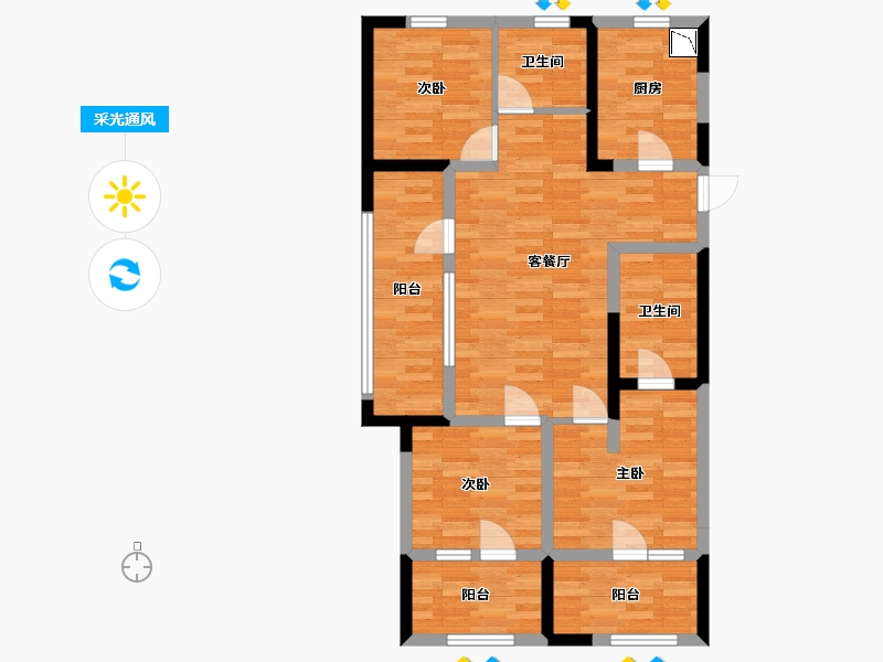 山东省-青岛市-龙湖上合壹号1号楼B89m²-85.18-户型库-采光通风