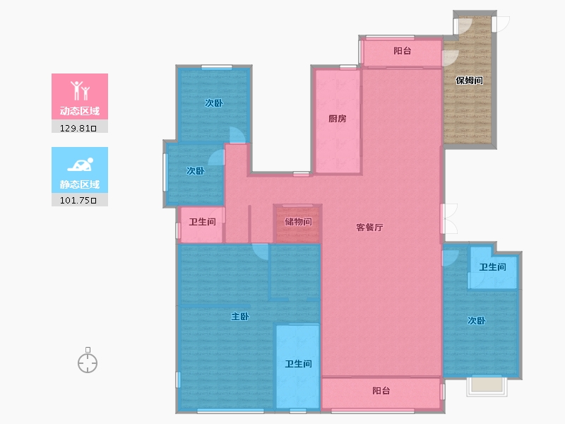 河南省-郑州市-亚星观邸5号楼288m²-230.40-户型库-动静分区