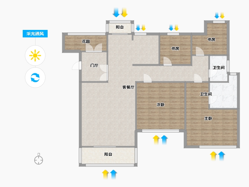 山东省-青岛市-奥润熙湖华府24号楼179m²-144.31-户型库-采光通风