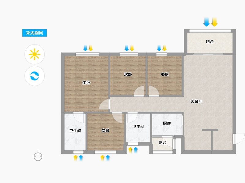 四川省-成都市-光谷云著2号楼121m²-93.03-户型库-采光通风