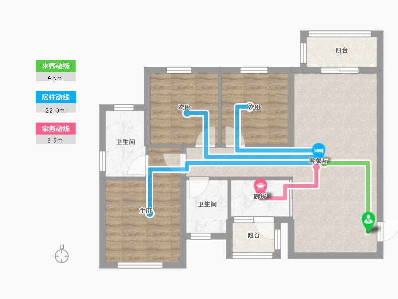 四川省-成都市-光谷云著1号楼,3号楼101m²-73.61-户型库-动静线