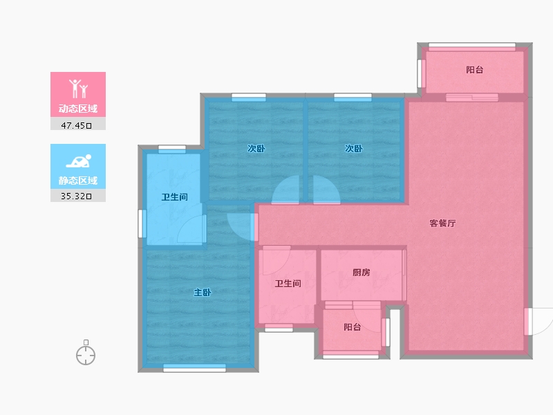 四川省-成都市-光谷云著1号楼,3号楼101m²-73.61-户型库-动静分区