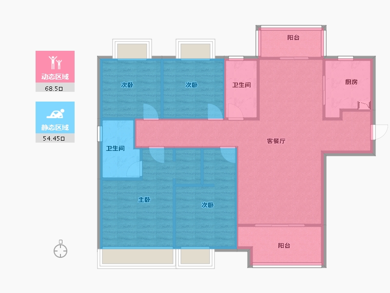 河南省-郑州市-郑州绿地城140m²-112.00-户型库-动静分区