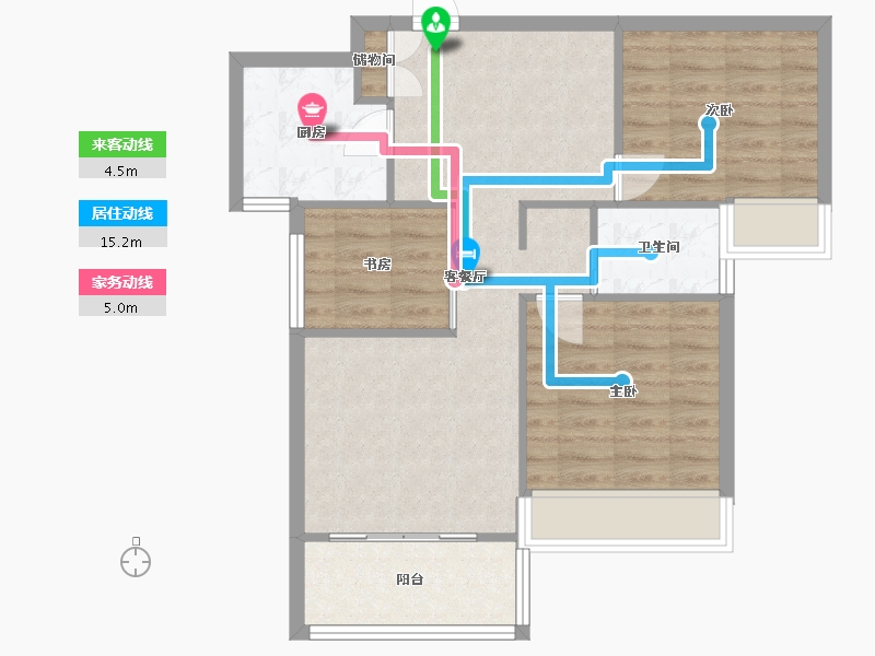 河南省-郑州市-郑州绿地城89m²-71.20-户型库-动静线