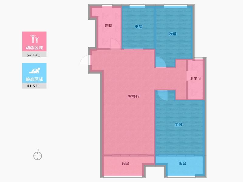 河南省-郑州市-郑州绿地城110m²-88.01-户型库-动静分区