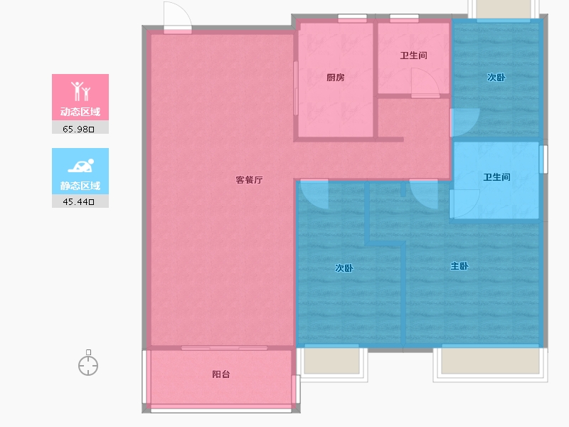 河南省-郑州市-郑州绿地城128m²-102.40-户型库-动静分区