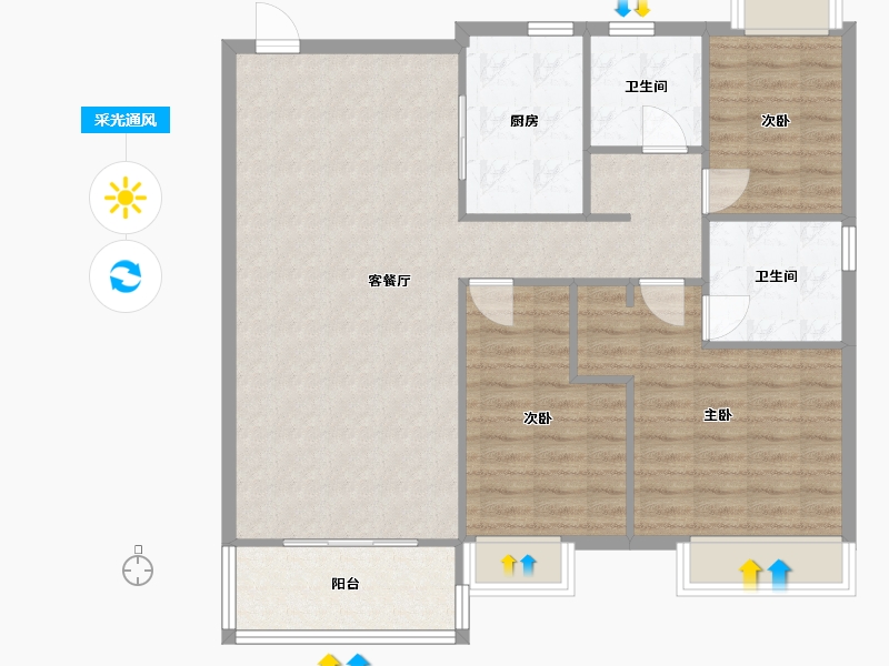 河南省-郑州市-郑州绿地城128m²-102.40-户型库-采光通风