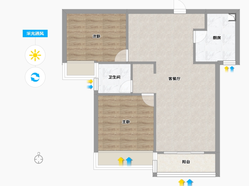 河南省-郑州市-郑州绿地城78m²-62.40-户型库-采光通风