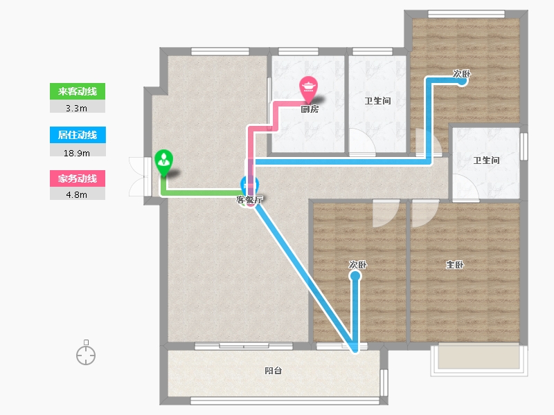 河南省-郑州市-郑州华侨城1号楼129m²-112.80-户型库-动静线