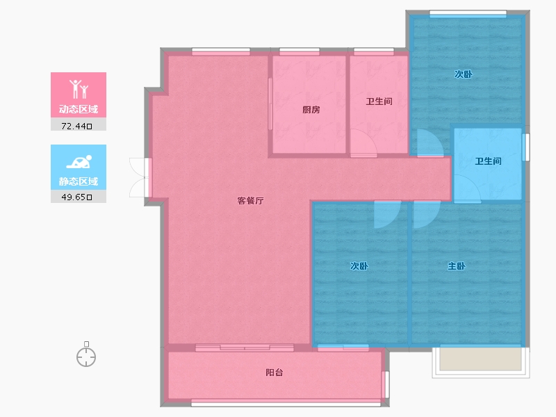 河南省-郑州市-郑州华侨城1号楼129m²-112.80-户型库-动静分区